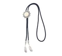 FANSHINUO Bolotie - Collana da uomo in metallo con turchese sole, regolabile, in corda intrecciata, con ciondolo piumato, 100cm, Metallo
