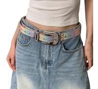 FANSHINUO Edgy Dolce Strass Strass Cintura Premium PU scintillante Cinghia in Vita Per Jeans Abiti O Abbigliamento Da Partito Glitter Gradiente Cintura In Vita, A, Taglia unica