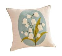 FANSHINUO Elegante federa per cuscino ricamata a mano, in misto lino-cotone, per divano e letto, facile da pulire