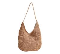 FANSHINUO Floreale Tessuto Borsa A Tracolla Per Vacanza Spiaggia Noi Leggero E Pratico Secchio Borse Borsa Per Le Donne Alla Moda Accessorio Da Viaggio Delle Donne, Colore caffè., One Size