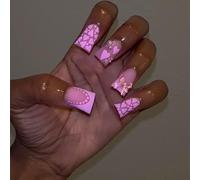 Fansibili Alla Unghie Finte Larghe Con Perle A Cuore Copertura False Nails 24ps Accessori Per Manicure Facilmente Applicare Ampio Stile