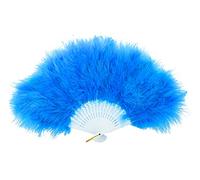 FANSOF.FANS Ventaglio a mano con piume di marabù, 45 cm, per travestimenti, matrimoni, feste, regalo, servizio fotografico vintage per danza (azzurro)