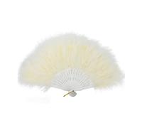FANSOF.FANS Ventaglio a Mano in Piuma di marabù 45 cm, Vestito Operato da bomboniera Regalo di bomboniera da Ballo Vintage all'aperto (Avorio)