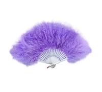 FANSOF.FANS Ventaglio a Mano in Piuma di marabù 45 cm, Vestito Operato da bomboniera Regalo di bomboniera da Ballo Vintage all'aperto Servizio Fotografico ((Viola Chiaro))