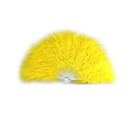 FANSOF.FANS Ventaglio a mano in piuma di marabù 45 cm, vestito operato da bomboniera regalo di bomboniera da ballo vintage all'aperto Servizio fotografico (giallo)