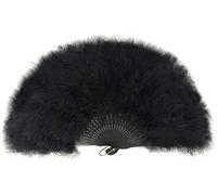 FANSOF.FANS Ventaglio a Mano in Piuma di marabù 45 cm, Vestito Operato da bomboniera Regalo di bomboniera da Ballo Vintage all'aperto Servizio Fotografico (Abanico Negro, costillas negras)