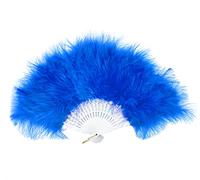 FANSOF.FANS Ventaglio a Mano in Piuma di marabù 45 cm, Vestito Operato da bomboniera Regalo di bomboniera da Ballo Vintage all'aperto Servizio Fotografico (Blu Scuro)
