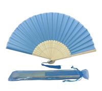 FANSOF.FANS Ventaglio a mano pieghevole in tessuto con nappa, stecche in bambù di grado A, per donne e ragazze, per feste estive, eventi, bomboniere, compleanni, matrimoni, souvenir (blu vero)