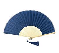 FANSOF.FANS Ventaglio a mano pieghevole in tessuto con nappa, stecche in bambù di grado A, per donne e ragazze, per feste estive, eventi, bomboniere, compleanni, matrimoni, souvenir (blu navy)