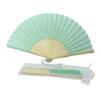FANSOF.FANS Ventaglio a mano pieghevole in tessuto con nappa, stecche in bambù di grado A, per donne e ragazze, per feste estive, eventi, bomboniere, compleanni, matrimoni, souvenir (turchese chiaro)