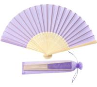 FANSOF.FANS Ventaglio a mano pieghevole in tessuto con nappa, stecche in bambù di grado A, per donne e ragazze, per feste estive, eventi, bomboniere, compleanno, matrimonio, souvenir, regalo (lilla