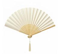 FANSOF. FANS Ventilatore in tessuto di seta con una codicletta grado A Bamboo Ribs Festa di nozze Favor handheld Fan (Beige d'Avorio)