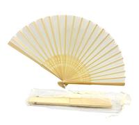 FANSOF. FANS Ventilatore in tessuto di seta con una codicletta grado A Bamboo Ribs Festa di nozze Favor handheld Fan (Beige d'Avorio)