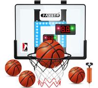 fansto Set di cestini da basket con palla e pompa da appendere sopra la casa, Mini tabellone anti-shock e porta silenziosa, giocattolo da basket, regalo per ragazzi di 5-12 anni