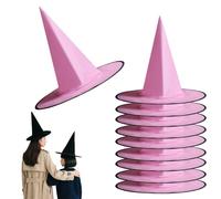 FANSU 10 Pezzi Cappello da Strega per Halloween, Cappello da Strega Donna per Bambini e Adulto per Feste di Halloween e Carnevale, Feste in Maschera e Cosplay Accessorio (38x36cm,Rosa)