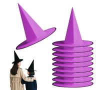 FANSU 10 Pezzi Cappello da Strega per Halloween, Cappello da Strega Donna per Bambini e Adulto per Feste di Halloween e Carnevale, Feste in Maschera e Cosplay Accessorio (38x36cm,Viola)