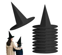 FANSU 10 Pezzi Cappello da Strega per Halloween, Cappello da Strega Donna per Bambini e Adulto per Feste di Halloween e Carnevale, Feste in Maschera e Cosplay Accessorio (38x36cm,Nero)