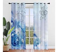 FANSU 2 Pezzi Tende per Interni, Stampa 3D di Rose Voile Semi Trasparenti Tende Camera da Letto Moderne Tenda a Vetro per Cameretta dei Bambini, Soggiorno (Rose 3,140x244cm)