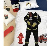 FANSU 3D Set Copripiumino per Ragazzi Set di Biancheria da Letto di Cosplay Stampa 2 Pezzi con Federa in Microfibra Ipoallergenico Morbido (140x200cm,I Vigili del Fuoco)