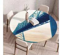 FANSU 3D Tovaglia Rotonda Antimacchia con Elastico, Esterno Tovaglie Lavabile Tavolino Cucina Decoration Copritavolo Rotonde per Salotto Caffè Giardino -Stile LYFJ (Ponte,90cm)