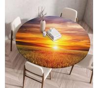 FANSU 3D Tovaglia Rotonda Antimacchia con Elastico, Esterno Tovaglie Lavabile Tavolino Cucina Decoration Copritavolo Rotonde per Salotto Caffè Giardino -Stile LYFJ (Sole,90cm)