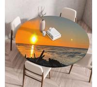FANSU 3D Tovaglia Rotonda Antimacchia con Elastico, Esterno Tovaglie Lavabile Tavolino Cucina Decoration Copritavolo Rotonde per Salotto Caffè Giardino -Stile LYFJ (Tramonto,200cm)