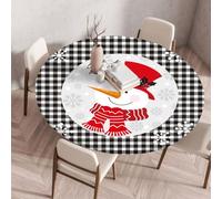 FANSU 3D Xmas Tovaglia Rotonda Antimacchia Con Bordo Elastico,Antipolvere Tavolino Cucina Decoration Copritavolo per Tavolo da Pranzo, Tavolino da Caffè, Feste (Pupazzo di neve,140cm)