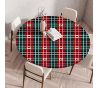 FANSU 3D Xmas Tovaglia Rotonda Antimacchia Con Bordo Elastico,Natale Tavolino Cucina Decoration Copritavolo per Tavolo da Pranzo, Tavolino da Caffè, Feste (Rosso verde 5,90cm)