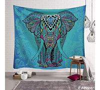 FANSU Arazzo da Parete Ritratto di Elefante Grande, Colore Artistico Hippy arazzo da Parete Spiaggia tappezzerie per Camera Letto Decorazione Soggiorno Regalo (L-200 * 150CM,Blu)