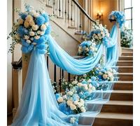 FANSU Arco Matrimonio Drappeggio in Chiffon, 1 Pannelli Drappeggio di Arco di Nozze Chiffon Decorativa per Matrimoni, Cerimonia, Festa, Fase Sfondo (Azul Claro,160x600cm)