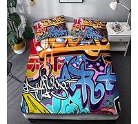 FANSU Arte dei Graffiti Set Copripiumino con Cerniera Chiusura e Federa per Letto Singolo Matrimoniale King, Set di Biancheria da Letto di 3D Arti visive (200x200cm,Doodle di Musica)