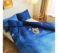 FANSU Biancheria da Letto di Matrimoniale Set Copripiumino de 3/4 Pezzi in Morbido Microfibra con Federa e Lenzuolo con Gli Angoli (220x240cm,cielo notturno)