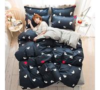 FANSU Biancheria da Letto di Matrimoniale Set Copripiumino de 3/4 Pezzi in Morbido Microfibra con Federa e Lenzuolo con Angoli (Battito Cardiaco,180x220cm-4pcs)