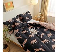 FANSU Biancheria da Letto di Matrimoniale Set Copripiumino de 3/4 Pezzi in Morbido Microfibra con Federa e Lenzuolo con Gli Angoli (220x240cm,leopardo)