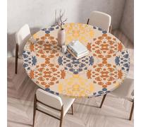 FANSU Boemia Tovaglia Rotonda Antimacchia Con Bordo Elastico,Antipolvere Tavolino Cucina Decoration Copritavolo per Tavolo da Pranzo, Tavolino da Caffè, Feste (H,140cm)