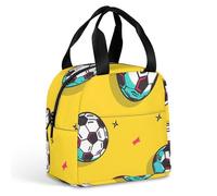 FANSU Borsa Termica Porta Pranzo,Stampa di Calcio, Borsa Frigo Piccola Portatile, Termica Porta Pranzo, per Bambini Uomo Donna, Lunch Bag, per Ufficio, Picnic, All'aperto (Calcio e stelle)