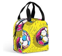 FANSU Borsa Termica Porta Pranzo,Stampa di Calcio, Borsa Frigo Piccola Portatile, Termica Porta Pranzo, per Bambini Uomo Donna, Lunch Bag, per Ufficio, Picnic, All'aperto (Pratica il calcio)