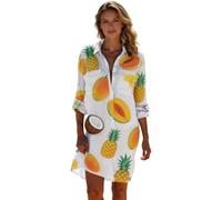 FANSU Camicia Lungo Copricostume Donna Mare, Copricostume Donna Mare Curvy Camicia Vestito Lunga Elegante con Bottoni per Estive Piscina Vacanze Costume da Bagno (Mango,4XL)