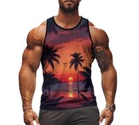 FANSU Canottiera Uomo Estiva Mare S-5XL, Canotta Uomo Estiva Spalla Larga Tank Top Uomo Taglie Forti Palestra Maglie Senza Maniche Traspirante per Sportiva Gym Running (BX1 Isola,L)