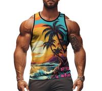 FANSU Canottiera Uomo Estiva Mare S-5XL, Canotta Uomo Estiva Spalla Larga Tank Top Uomo Taglie Forti Palestra Maglie Senza Maniche Traspirante per Sportiva Gym Running (BX2 Isola,L)