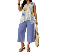 FANSU Completo Donna Estivo 2 Pezzi (Fiore elegante 5,L)