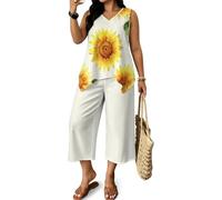 FANSU Completo Donna Estivo 2 Pezzi (Stile floreale 5,L)