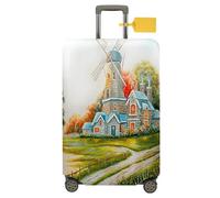 FANSU Coperture per Valigie, 3D Villaggio Cover Proteggi Valigia, Elastico Bagagli Copertura Protettiva Coprivaligie da Viaggio, Valigia per 18 a 32 pollici (Castello,XL(29-32 pollici))