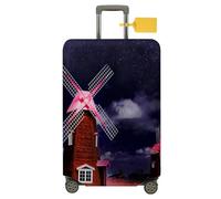 FANSU Coperture per Valigie, 3D Villaggio Cover Proteggi Valigia, Elastico Bagagli Copertura Protettiva Coprivaligie da Viaggio, Valigia per 18 a 32 pollici (notte oscura,S(18-21 pollici))