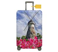 FANSU Coperture per Valigie, 3D Villaggio Cover Proteggi Valigia, Elastico Bagagli Copertura Protettiva Coprivaligie da Viaggio, Valigia per 18 a 32 pollici (Tulipano,XL(29-32 pollici))