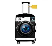 FANSU Coperture per Valigie, Stampa di Macchina fotografica Cover Proteggi Valigia, Elastico Bagagli Copertura Protettiva, Coprivaligie da Viaggio Copri Valigia (Bianco nero,M(22-25in))