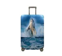 FANSU Coperture per Valigie, Stampa di Squalo Cover Proteggi Valigia, Elastico Bagagli Copertura Protettiva Coprivaligie da Viaggio, Valigia per 18 a 32 pollici (cielo blu,M(22-25 pollici))