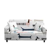 FANSU Copridivani Elastici 1 2 3 4 Posti, 3D Bassotto Copridivano Fantasia, Universale Copridivani con Braccioli Divano Protector, Antiscivolo Copri Divano +1 Federe (Bianca,4 posti (235~300cm))