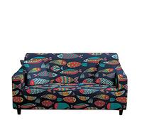FANSU Copridivani Elastici 1 2 3 4 Posti, 3D Vita Marina Copridivano Fantasia, Universale Copridivani con Braccioli, Antiscivolo Copri Divano +1 Federe (Pesce Boho,3 posti (190-230cm))