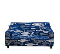 FANSU Copridivani Elastici 1 2 3 4 Posti, 3D Vita Marina Copridivano Fantasia, Universale Copridivani con Braccioli, Antiscivolo Copri Divano +1 Federe (Pesce Azzurro,4 posti (235-300cm))